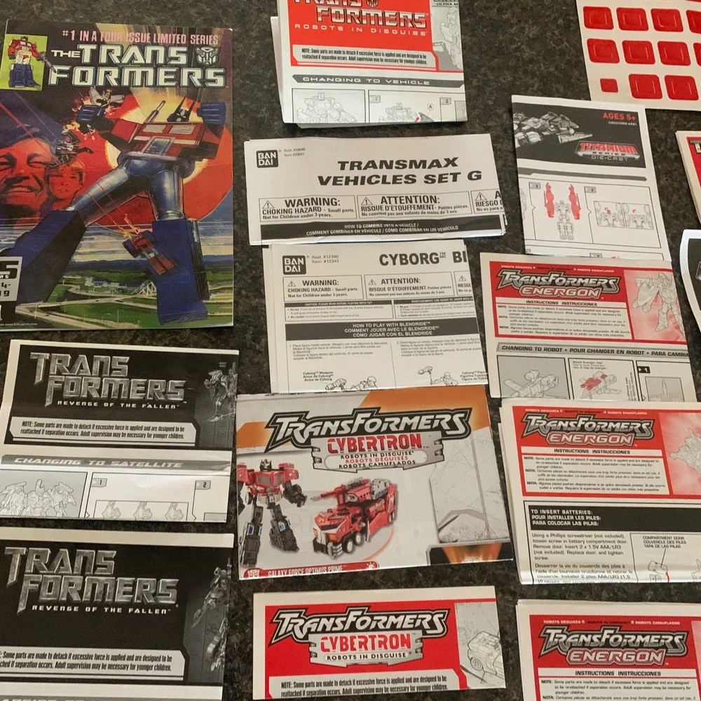 Transformers‎ Instruction Manual Lot w/ Comic Cybertron Energon Universe Vintage